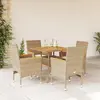 Image de vidaXL Ensemble à manger de jardin et coussins 5pcs beige rotin acacia