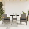 Image de vidaXL Ensemble à manger de jardin et coussins 3 pcs gris rotin verre