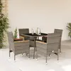 Image de vidaXL Ensemble à manger de jardin et coussins 5 pcs gris rotin verre