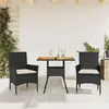 Image de vidaXL Ensemble à manger de jardin et coussins 3 pcs noir rotin acacia