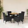 Image de vidaXL Ensemble à manger de jardin et coussins 5 pcs noir rotin acacia