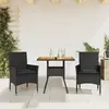 Image de vidaXL Ensemble à manger de jardin et coussins 3 pcs noir rotin acacia