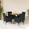 Image de vidaXL Ensemble à manger de jardin et coussins 5 pcs noir rotin acacia