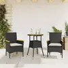 Image de vidaXL Ensemble à manger de jardin et coussins 3 pcs noir rotin acacia