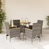 Image de vidaXL Ensemble à manger de jardin et coussins 5 pcs gris rotin acacia
