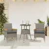 Image de vidaXL Ensemble à manger de jardin et coussins 3 pcs gris rotin verre