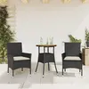 Image de vidaXL Ensemble à manger de jardin et coussins 3 pcs noir rotin acacia