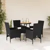 Image de vidaXL Ensemble à manger de jardin et coussins 5 pcs noir rotin acacia