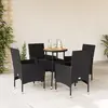 Image de vidaXL Ensemble à manger de jardin et coussins 5 pcs noir rotin acacia