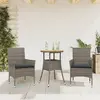 Image de vidaXL Ensemble à manger de jardin et coussins 3 pcs gris rotin acacia