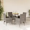 Image de vidaXL Ensemble à manger de jardin et coussins 5 pcs gris rotin acacia