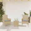 Image de vidaXL Ensemble de bistro avec coussins 3 pcs beige rotin et verre