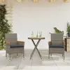 Image de vidaXL Ensemble de bistro avec coussins 3 pcs gris rotin et acacia