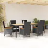 Image de vidaXL Ensemble à manger de jardin coussins 7pcs Noir Résine tressée