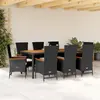Image de vidaXL Ensemble à manger de jardin 9pcs coussins noir résine tressée