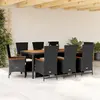 Image de vidaXL Ensemble à manger de jardin 9pcs coussins noir résine tressée