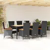Image de vidaXL Ensemble à manger de jardin 9pcs coussins noir résine tressée
