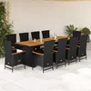 Image de vidaXL Ensemble à manger de jardin 11 pcs coussins noir résine tressée