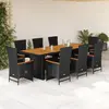 Image de vidaXL Ensemble à manger de jardin 9pcs coussins noir résine tressée