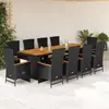 Image de vidaXL Ensemble à manger de jardin 11 pcs coussins noir résine tressée