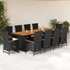Image de vidaXL Ensemble à manger de jardin 11 pcs coussins noir résine tressée