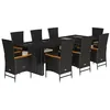 Image de vidaXL Ensemble à manger de jardin 9pcs coussins noir résine tressée