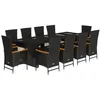 Image de vidaXL Ensemble à manger de jardin 11 pcs coussins noir résine tressée