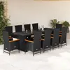 Image de vidaXL Ensemble à manger de jardin 11 pcs coussins noir résine tressée