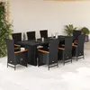 Image de vidaXL Ensemble à manger de jardin 9pcs coussins noir résine tressée