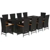 Image de vidaXL Ensemble à manger de jardin 11 pcs coussins noir résine tressée