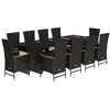 Image de vidaXL Ensemble à manger de jardin 11 pcs coussins noir résine tressée