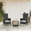 Image de vidaXL Ensemble à manger de jardin avec coussins 3 pcs Noir