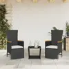 Image de vidaXL Ensemble à manger de jardin avec coussins 3 pcs Noir