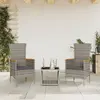 Image de vidaXL Ensemble à manger de jardin 3 pcs coussins gris résine tressée