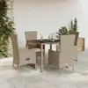Image de vidaXL Ensemble à manger de jardin avec coussins 5pcs Beige poly rotin