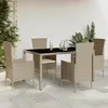 Image de vidaXL Ensemble à manger de jardin avec coussins 5pcs Beige poly rotin