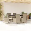 Image de vidaXL Ensemble à manger de jardin et coussins 7 pcs beige poly rotin