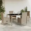Image de vidaXL Ensemble à manger de jardin avec coussins 5pcs Beige poly rotin