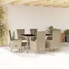 Image de vidaXL Ensemble à manger de jardin et coussins 7 pcs beige poly rotin