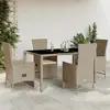 Image de vidaXL Ensemble à manger de jardin avec coussins 5pcs Beige poly rotin