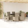 Image de vidaXL Ensemble à manger de jardin et coussins 7 pcs beige poly rotin