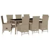 Image de vidaXL Ensemble à manger de jardin et coussins 9 pcs beige Poly rotin