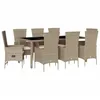 Image de vidaXL Ensemble à manger de jardin et coussins 9 pcs beige Poly rotin