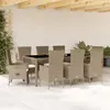 Image de vidaXL Ensemble à manger de jardin et coussins 9 pcs beige Poly rotin