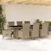Image de vidaXL Ensemble à manger de jardin et coussins 9 pcs beige Poly rotin