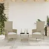 Image de vidaXL Ensemble à manger de jardin et coussins 3 pcs Beige poly rotin
