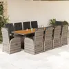 Image de vidaXL Ensemble à manger de jardin 11pcs avec coussins gris poly rotin