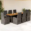 Image de vidaXL Ensemble à manger de jardin 9 pcs coussins gris résine tressée