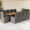 Image de vidaXL Ensemble à manger de jardin 11pcs avec coussins gris poly rotin