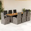 Image de vidaXL Ensemble à manger de jardin 9 pcs coussins gris résine tressée